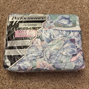 Performance by Springs Jasmine Floral Percale 3pc Twin Bed Sheet Set VTG 90s NWT